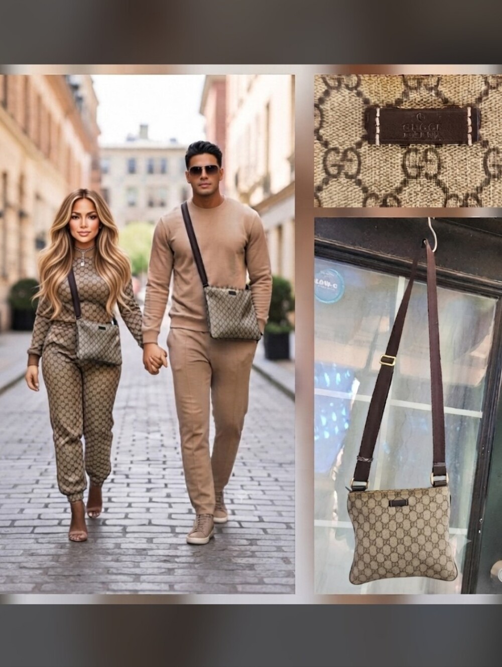 Gucci Beige GG Supreme Canvas Crossbody Bag